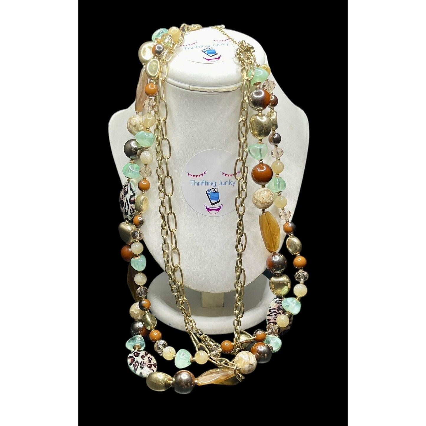 Lia Sophia • Multicolor Beaded Gold-tone 26” Necklace Gorgeous EUC