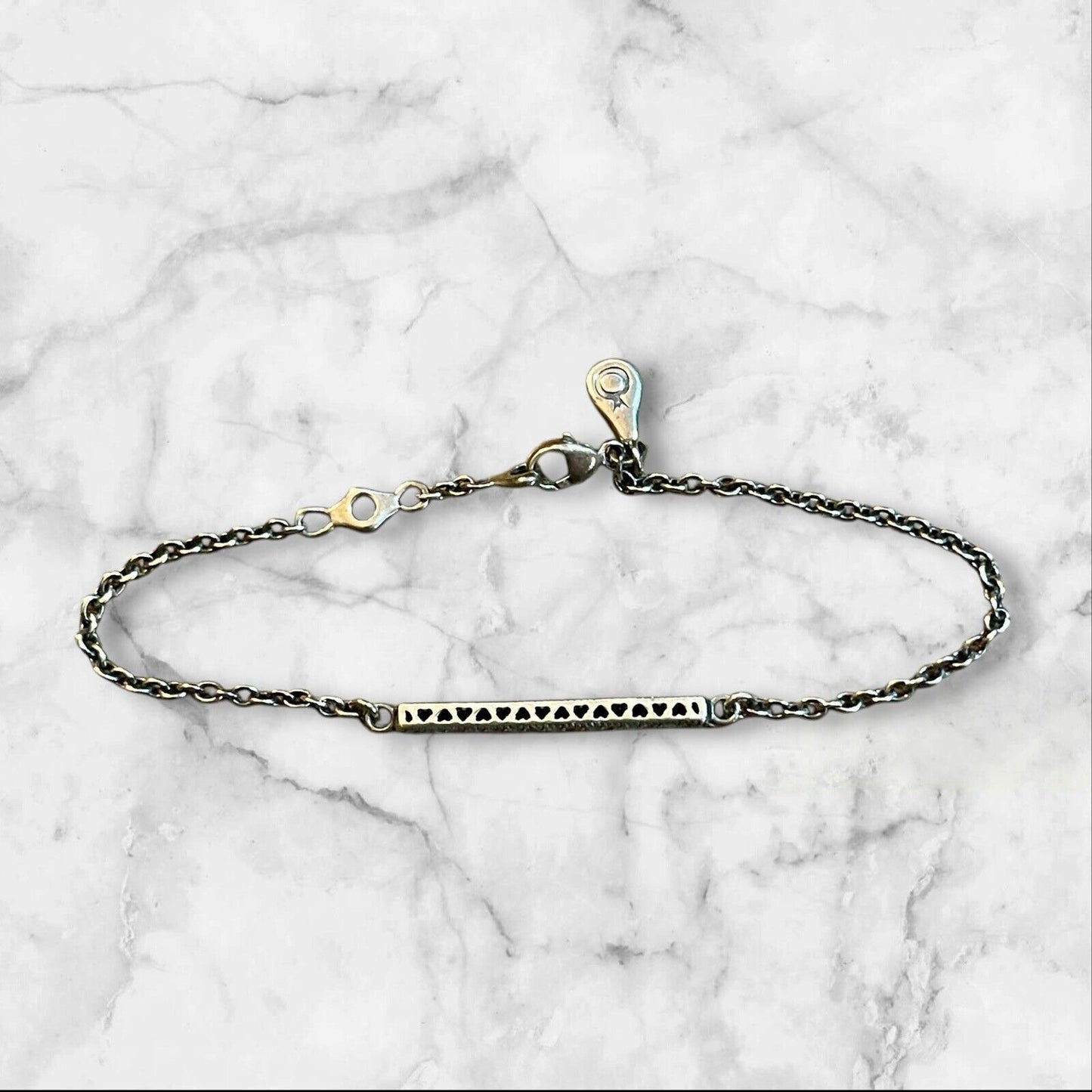 Vintage Retro Pandora ALE 925 Crystal Bar Child | Thin Wrist Silver 6" Bracelet