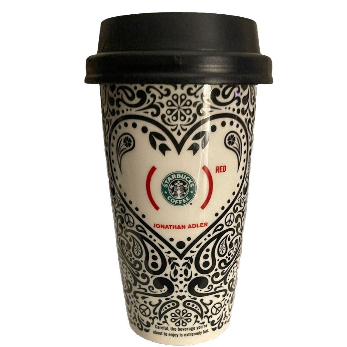 Starbucks Ed Jonathan Adler Product Red 12 oz Coffee Tumbler Travel Mug Cup EUC