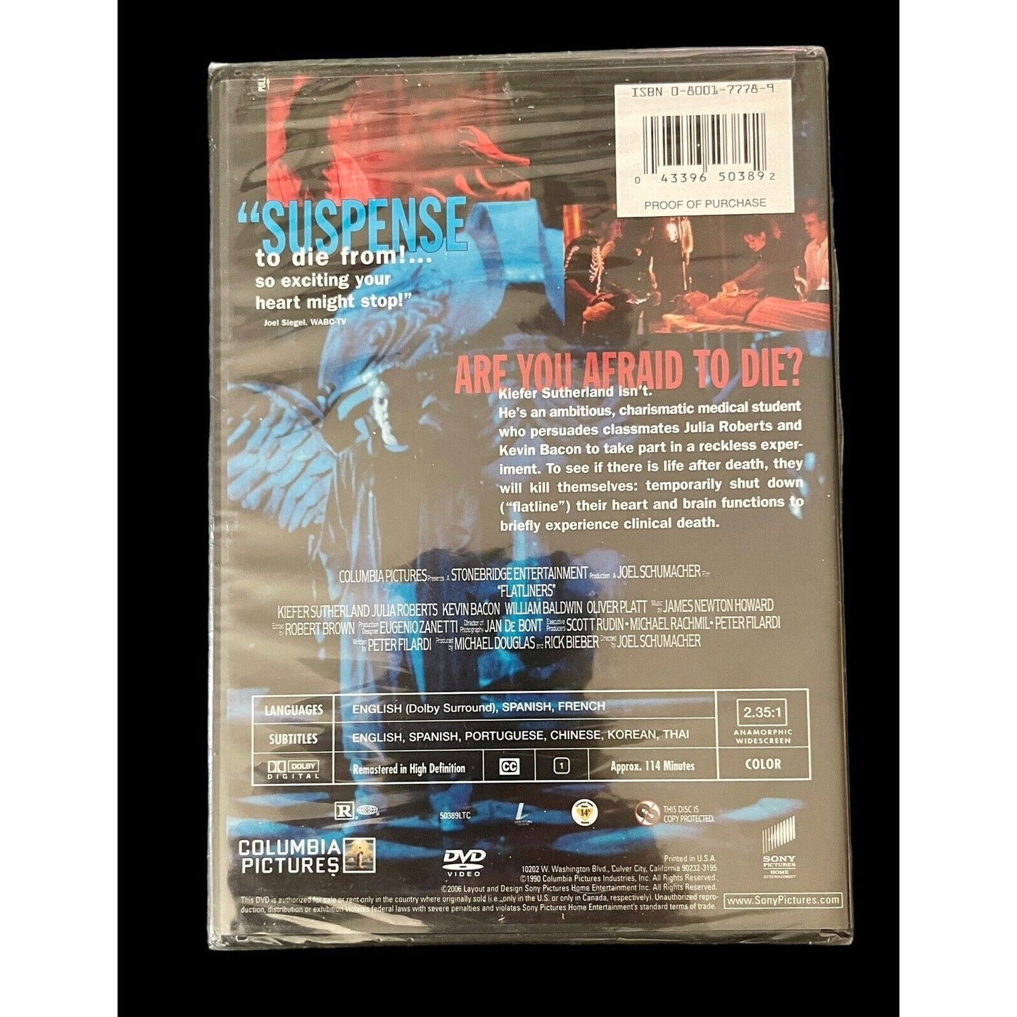 Flatliners • 1990 • DVD • Kiefer Sutherland • HD • New Sealed