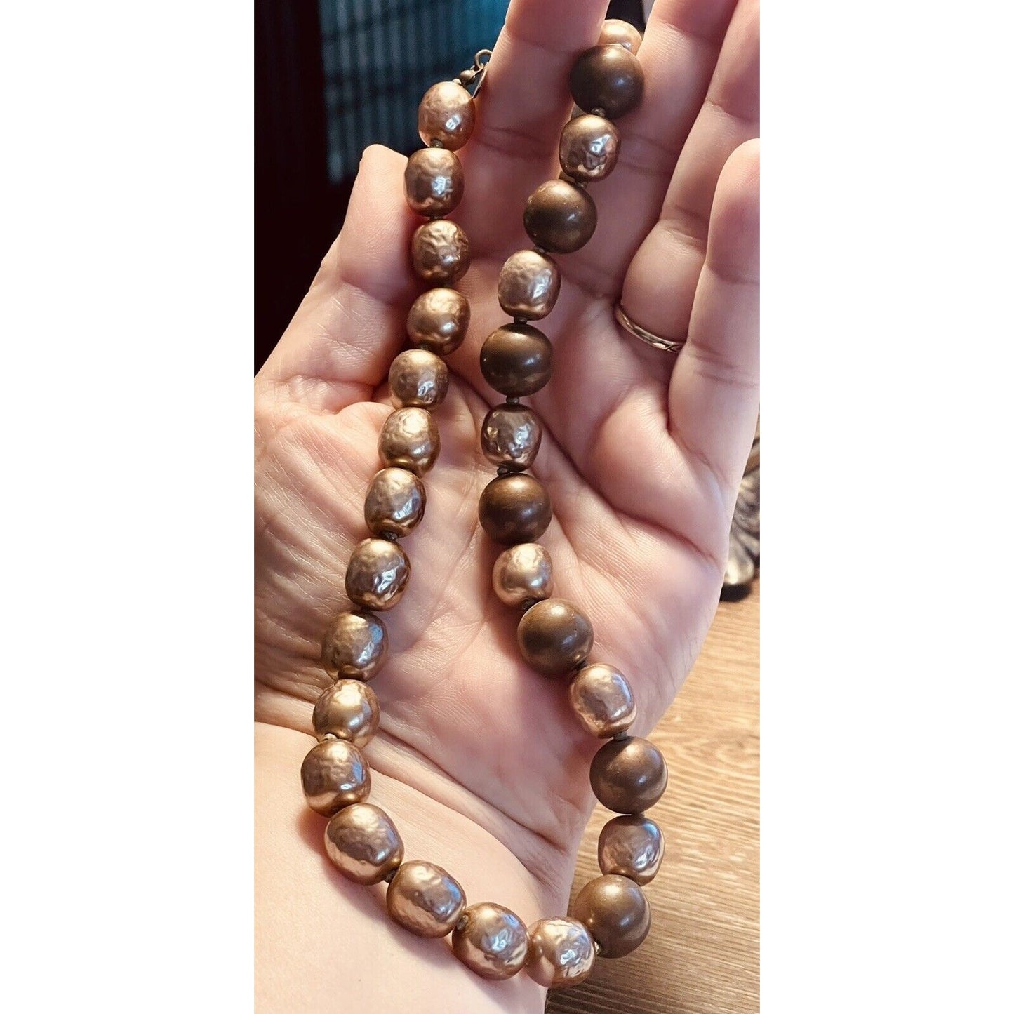 Vintage Miriam Haskell Baroque Pearl 16” Necklace Silver Clasp Signed As-Is