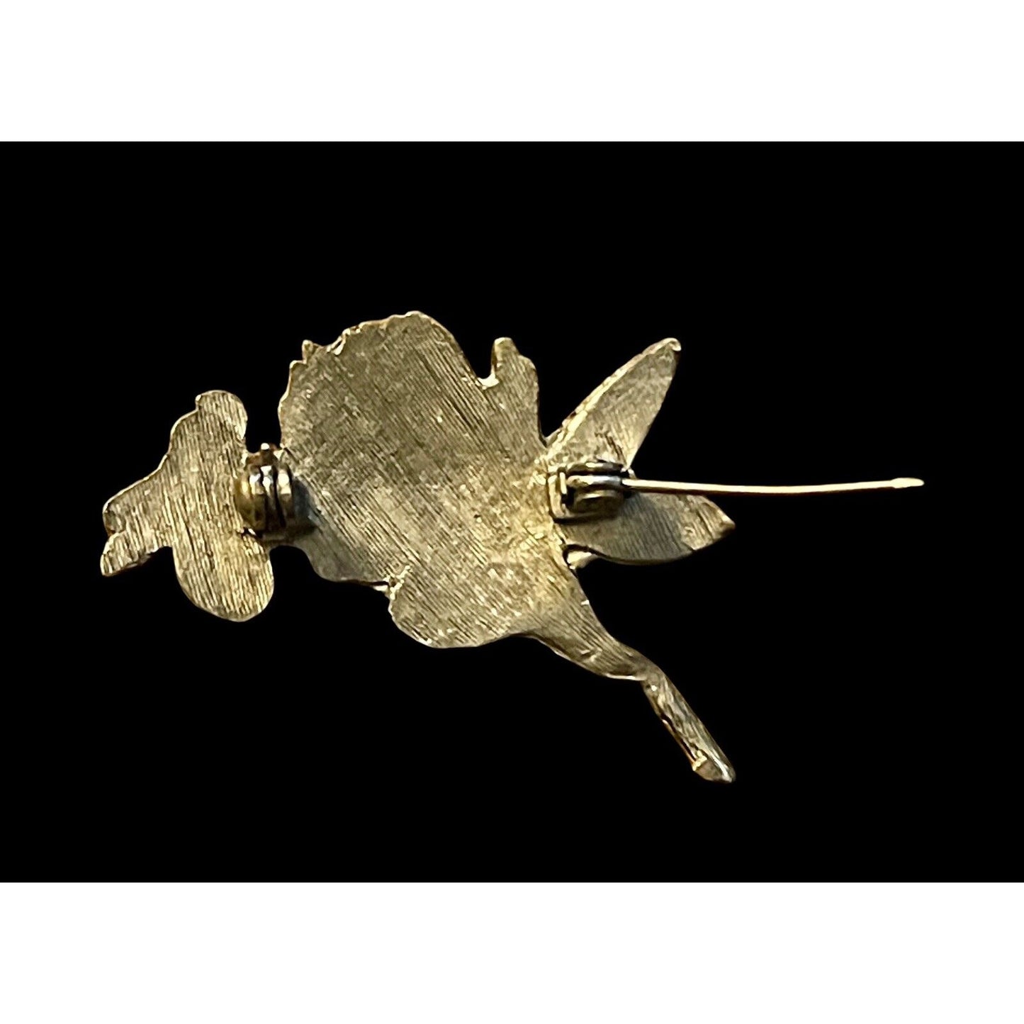 Vintage Retro Bumblebee On Flower Pewter 2" Brooch Signed MB Marjolein Bastin
