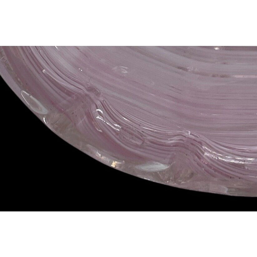 Vintage Murano Glass Basket Hand Blown With Clear Handle Pink Gold Flakes VGUC