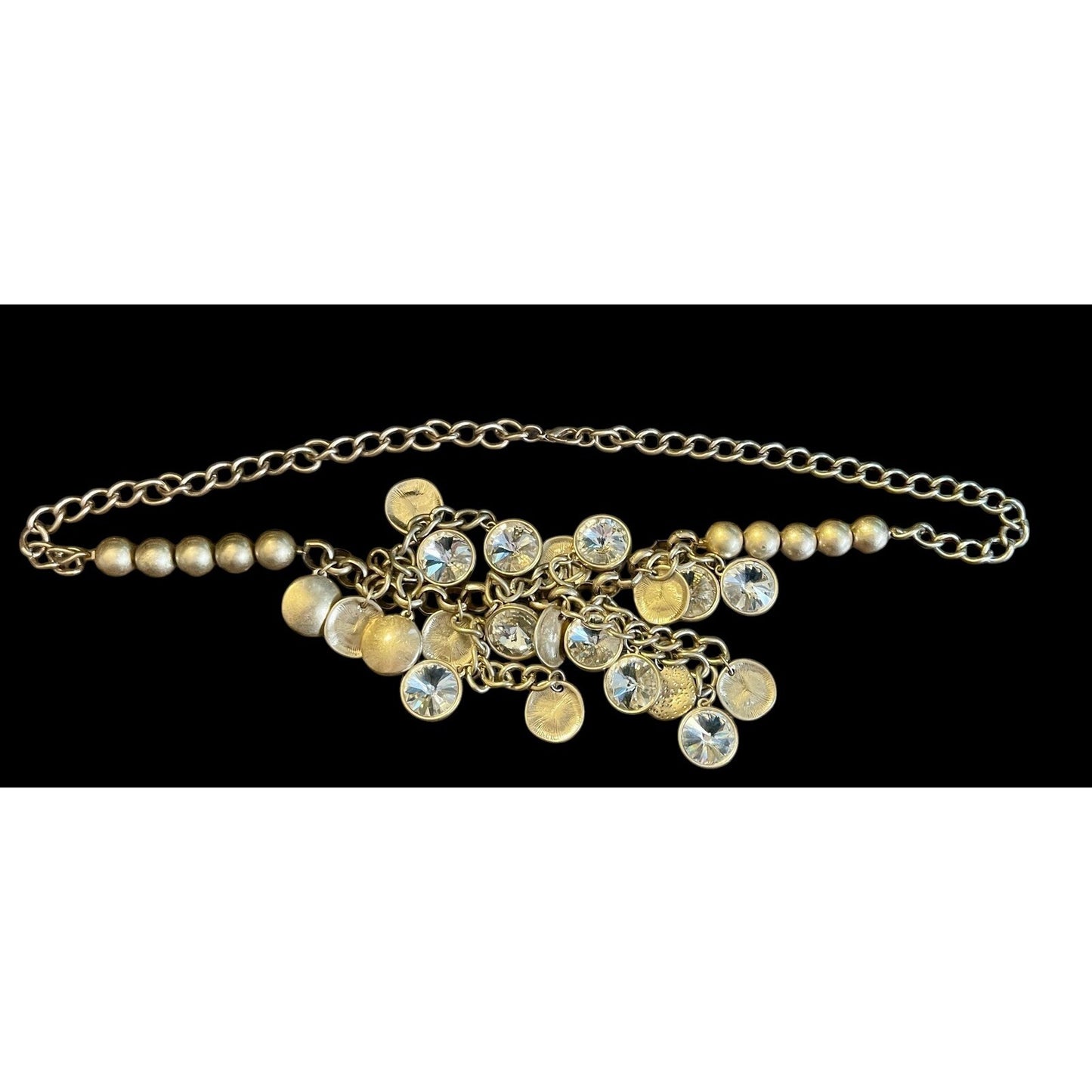 Chicos "Logan" Crystal Beaded Statement Gold-tone 30" Necklace EUC GORGEOUS