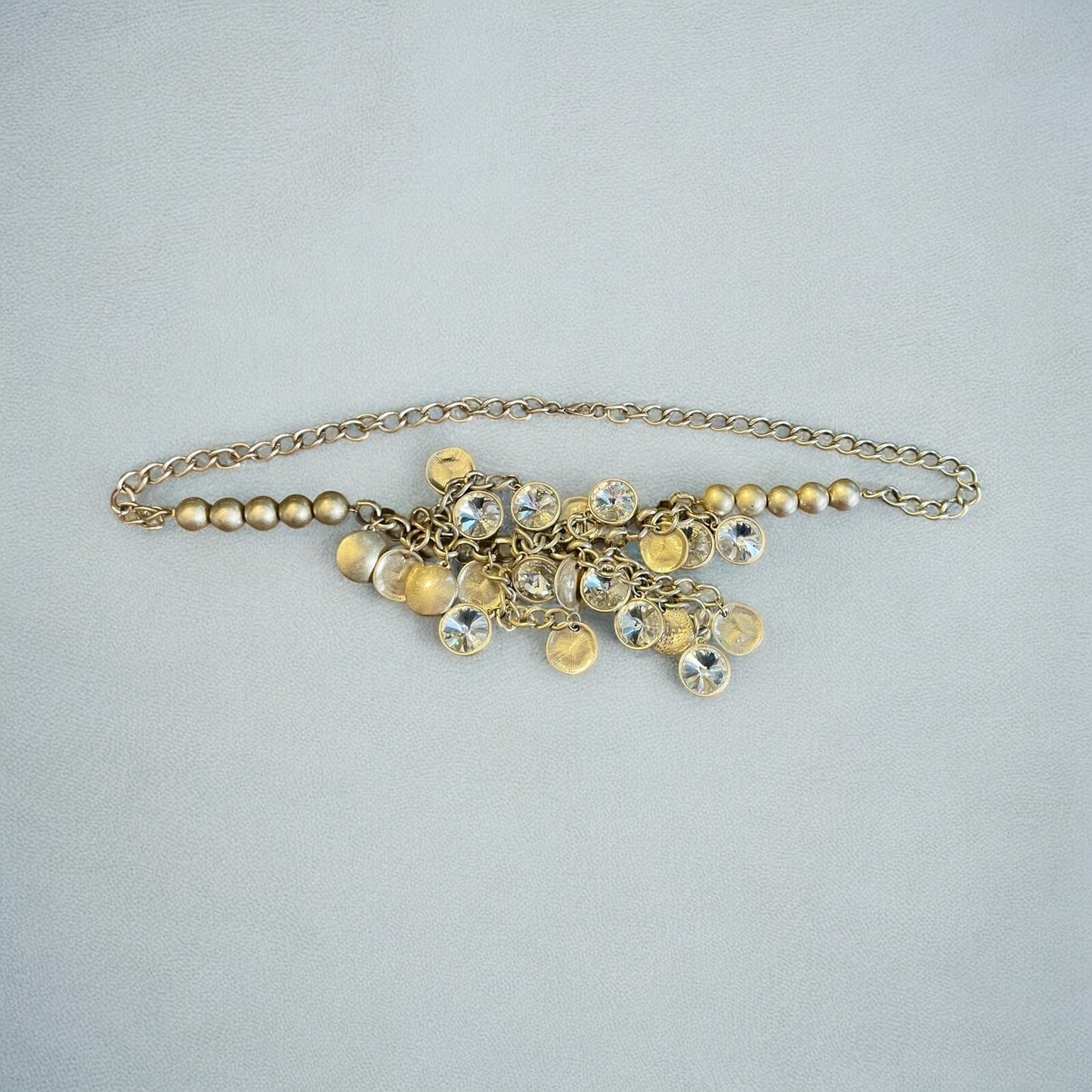 Chicos "Logan" Crystal Beaded Statement Gold-tone 30" Necklace EUC GORGEOUS