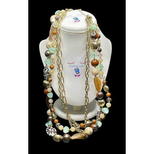 Lia Sophia • Multicolor Beaded Gold-tone 26” Necklace Gorgeous EUC