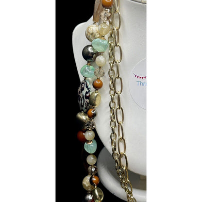 Lia Sophia • Multicolor Beaded Gold-tone 26” Necklace Gorgeous EUC