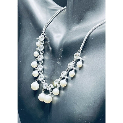 Givenchy Swarovski Crystals Pearls Choker Silver 10" Necklace