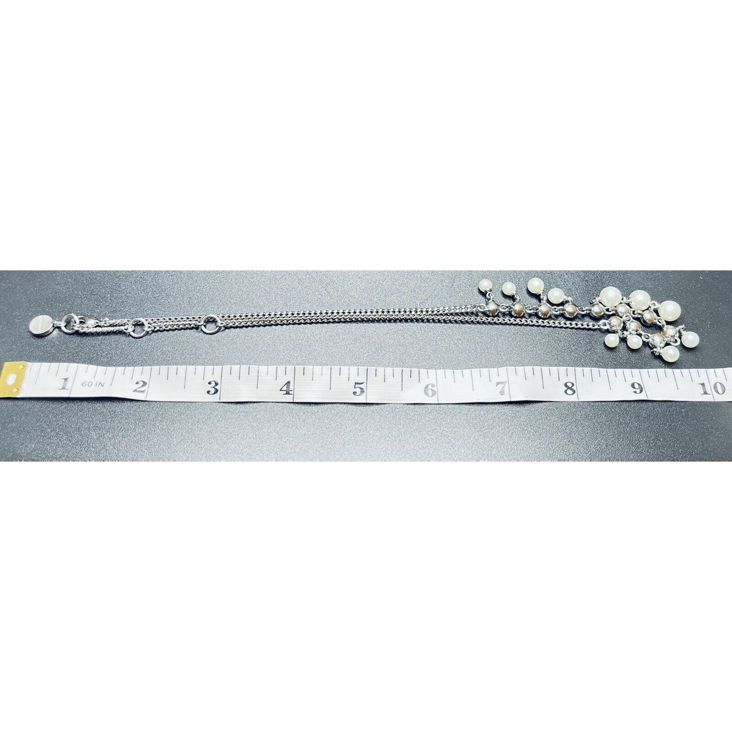 Givenchy Swarovski Crystals Pearls Choker Silver 10" Necklace
