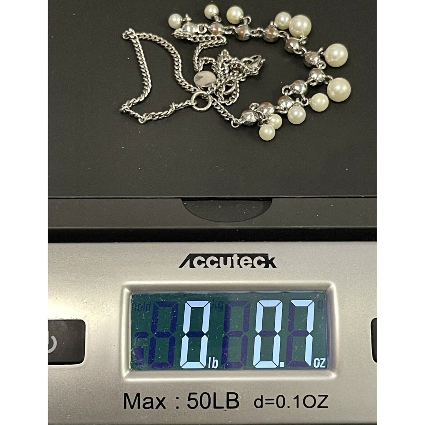 Givenchy Swarovski Crystals Pearls Choker Silver 10" Necklace