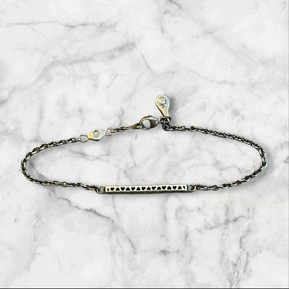 Vintage Retro Pandora ALE 925 Crystal Bar Child | Thin Wrist Silver 6" Bracelet