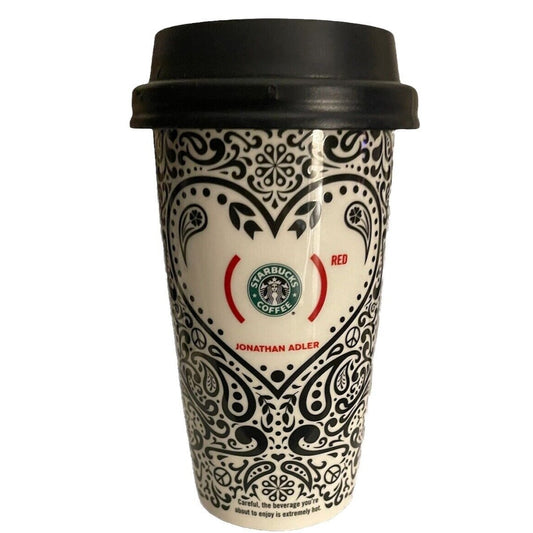 Starbucks Ed Jonathan Adler Product Red 12 oz Coffee Tumbler Travel Mug Cup EUC
