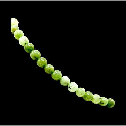 C Brand Green Jadeite Beaded Open  Circle Pendant 14" Silver-tone Necklace EUC