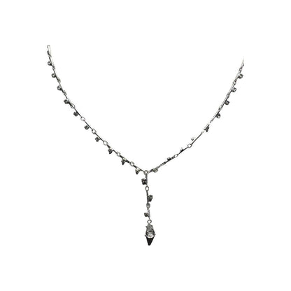 Monet Y Drop Crystal Clear Rhinestones 20” Necklace Signed EUC GORGEOUS