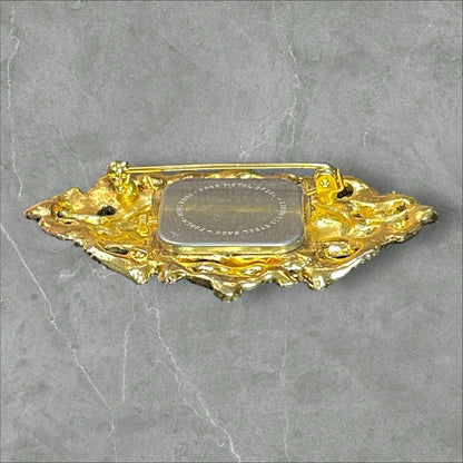 Vintage Intricate Gold Filigree Quartz Watch Brooch New Battery EUC Gorgeous