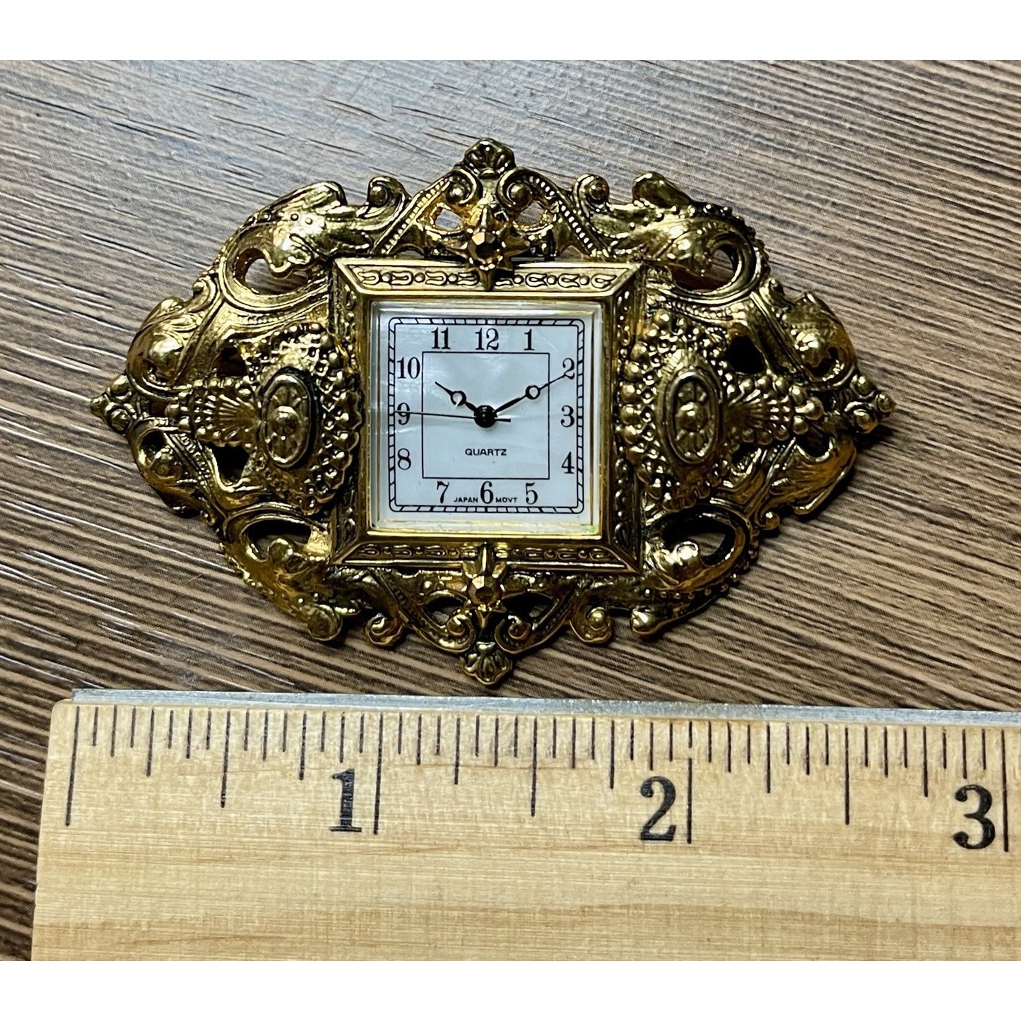Vintage Intricate Gold Filigree Quartz Watch Brooch New Battery EUC Gorgeous