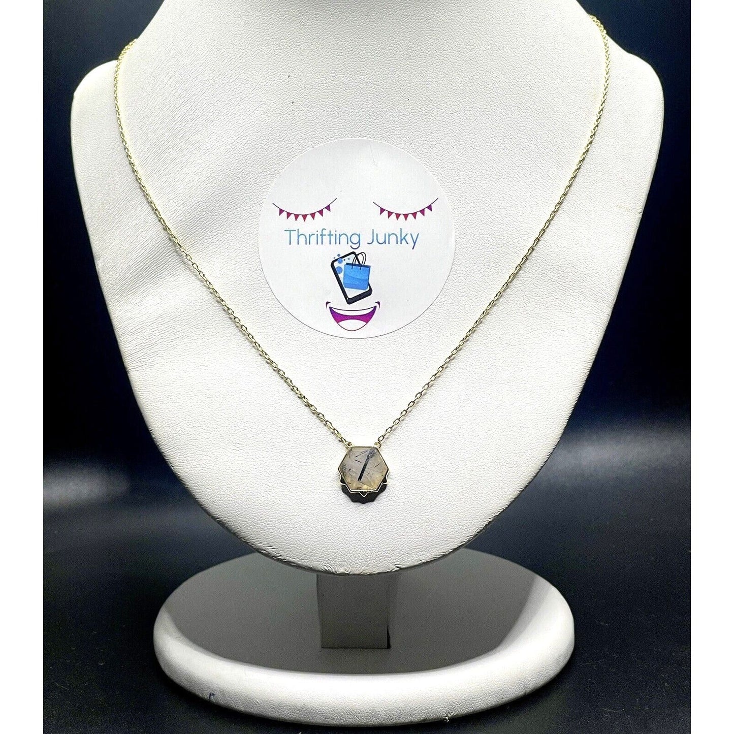 Stella & Dot Nova Jadeite Goldtone 19” Necklace EUC GORGEOUS