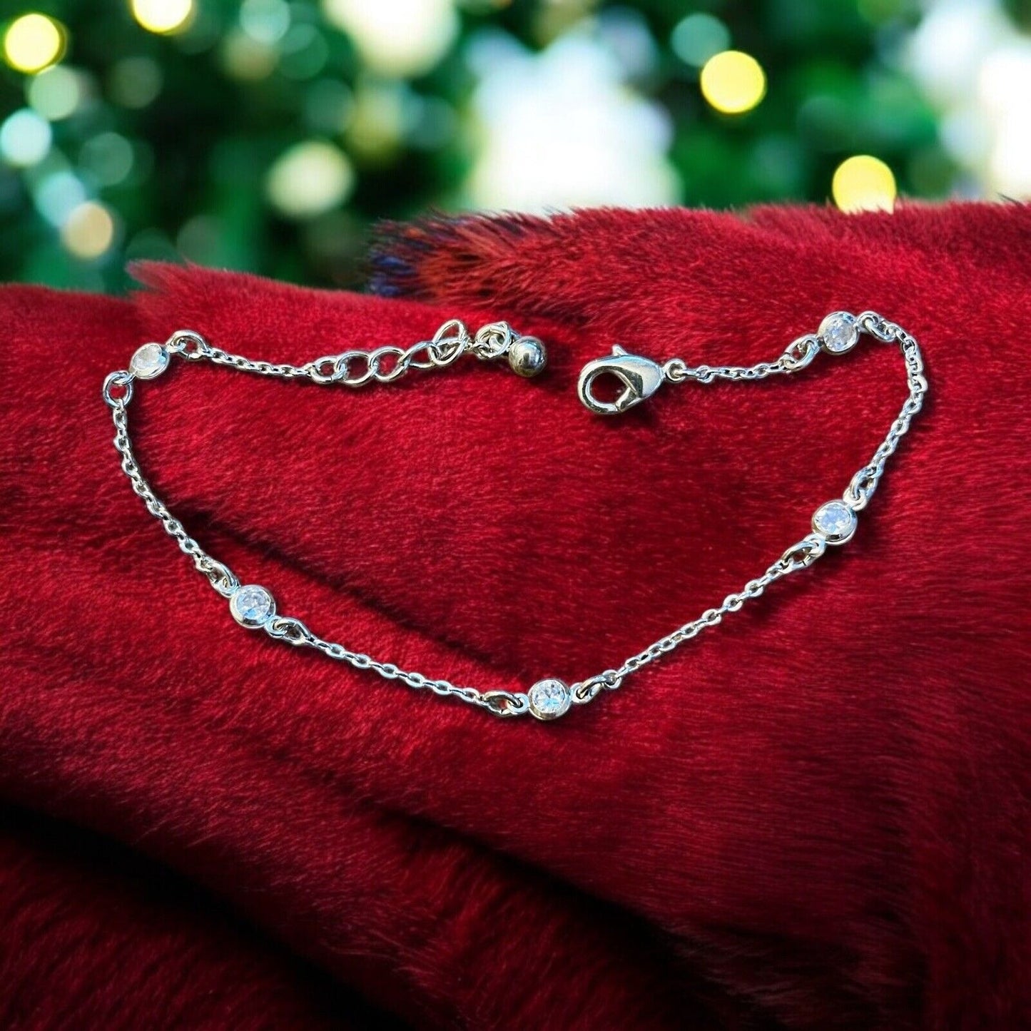 Vintage Retro Clear Crystals 8.5" Silver-tone Chain Bracelet EUC GORGEOUS