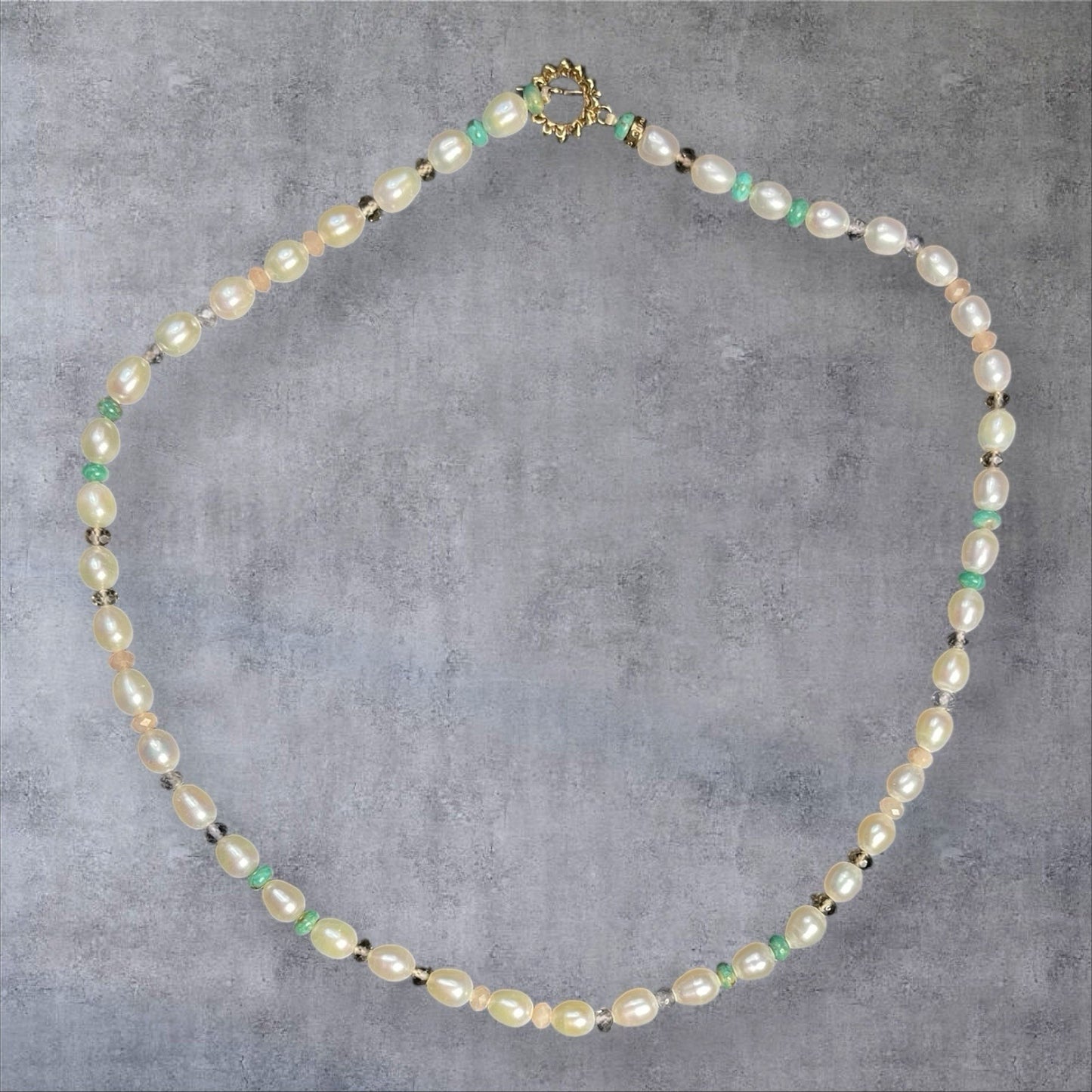 Chan Luu Freshwater Beaded Pearls, Turquoise Gems, Crystals 17" Necklace EU