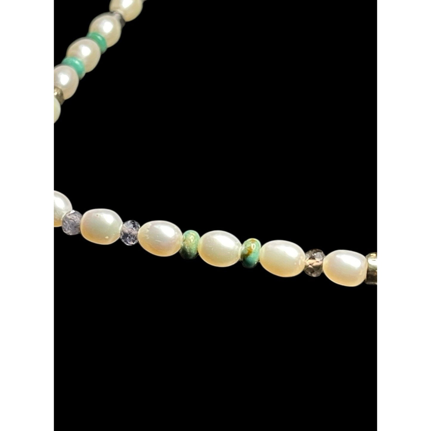 Chan Luu Freshwater Beaded Pearls, Turquoise Gems, Crystals 17" Necklace EU