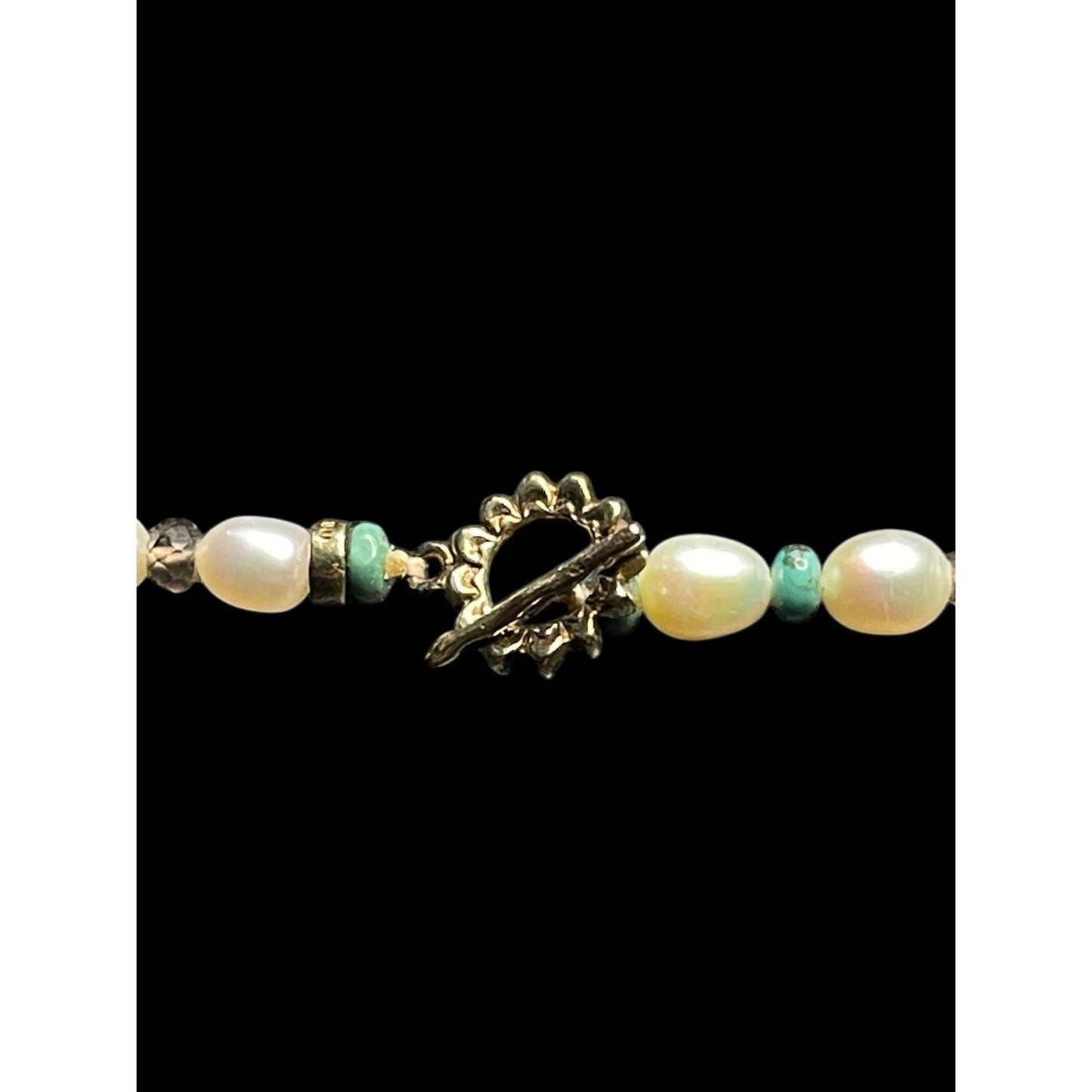 Chan Luu Freshwater Beaded Pearls, Turquoise Gems, Crystals 17" Necklace EU