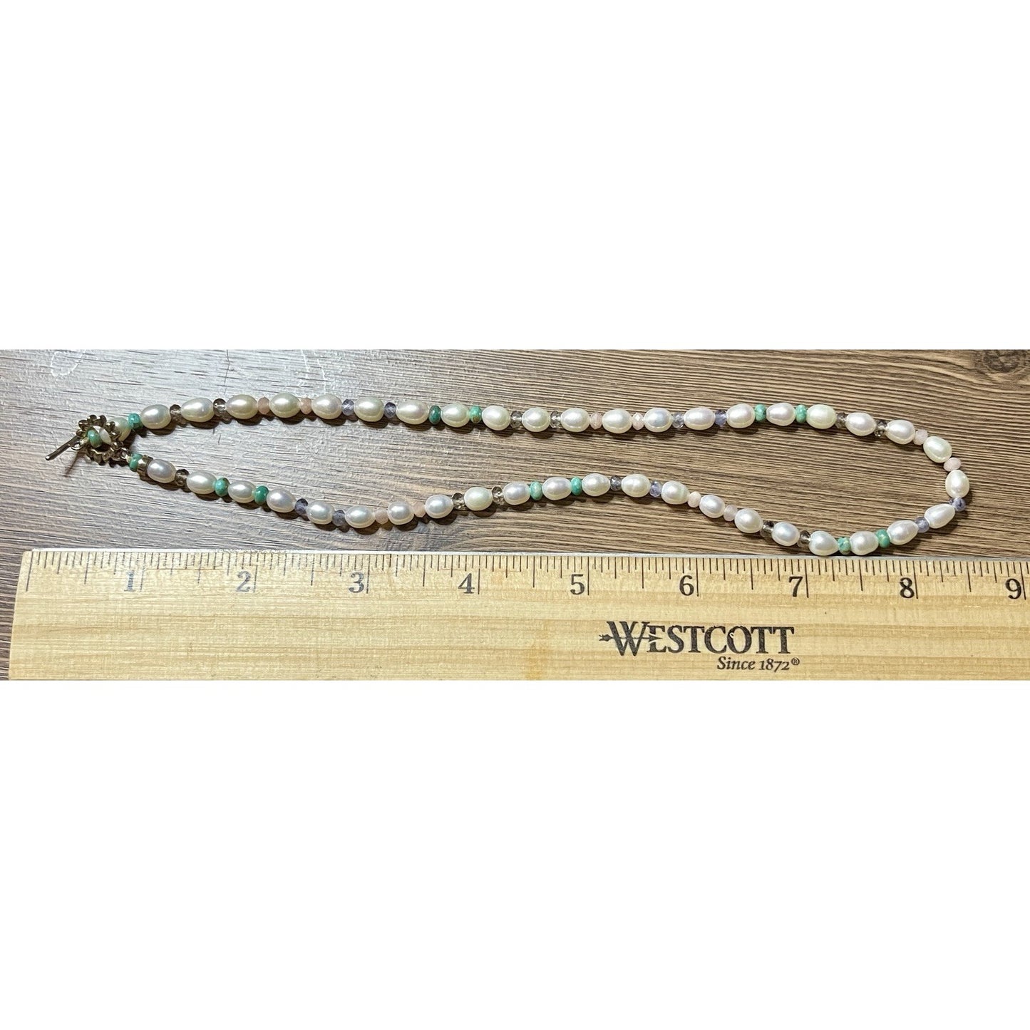 Chan Luu Freshwater Beaded Pearls, Turquoise Gems, Crystals 17" Necklace EU