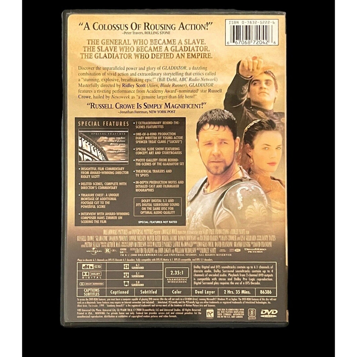 Gladiator • Ridley Scott• DVD • 2000 • 2-Disc Set • Like New!