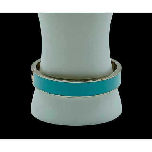 Banana Republic Robins Egg Blue Enamel ClamperGold Tone 2.5” Bracelet EUC PRETTY