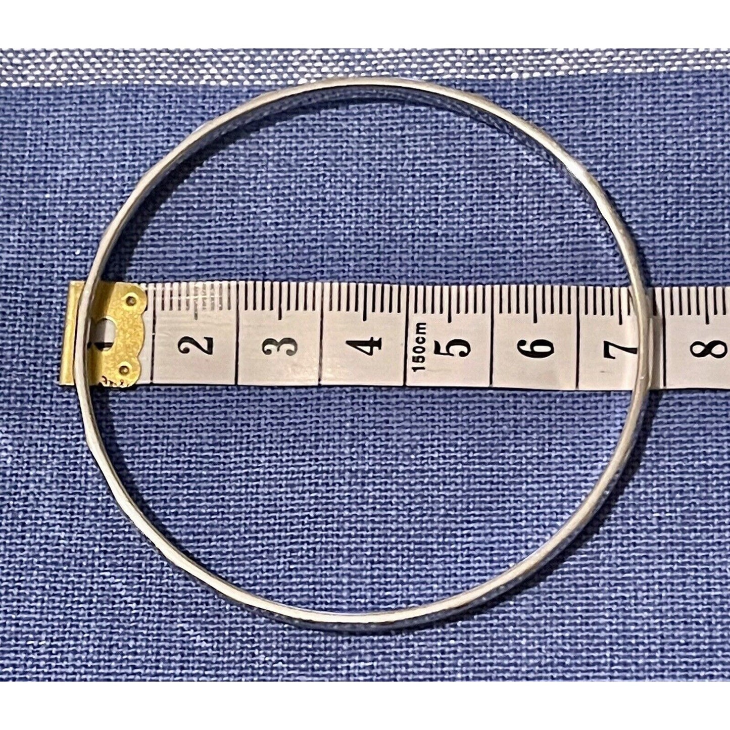 Vintage Monet Diamond Cut Etched Seamless Silver Bangle 7” Bracelet VGUC