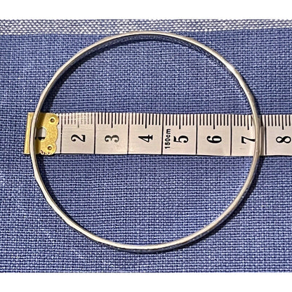Vintage Monet Diamond Cut Etched Seamless Silver Bangle 7” Bracelet VGUC