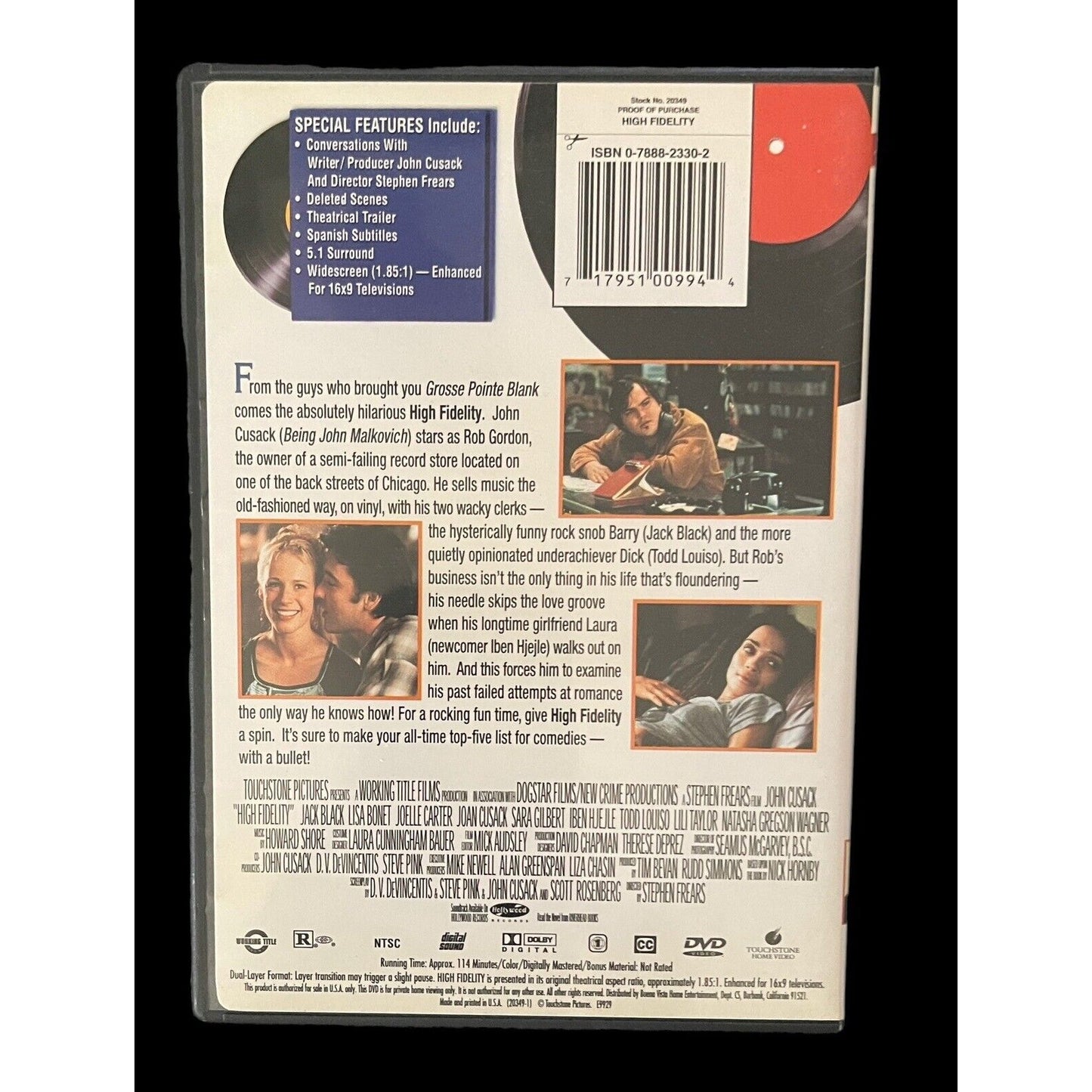 High Fidelity • DVD • 2000 Disc • John Cusack • Jack Black • Lisa Bonet