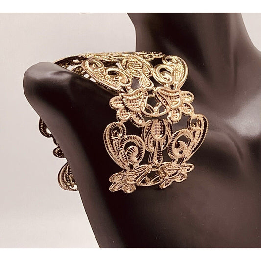 Lia Sophia Hollow Out Open Scroll Adjustable Cuff Gold-tone Bracelet GORGEOUS