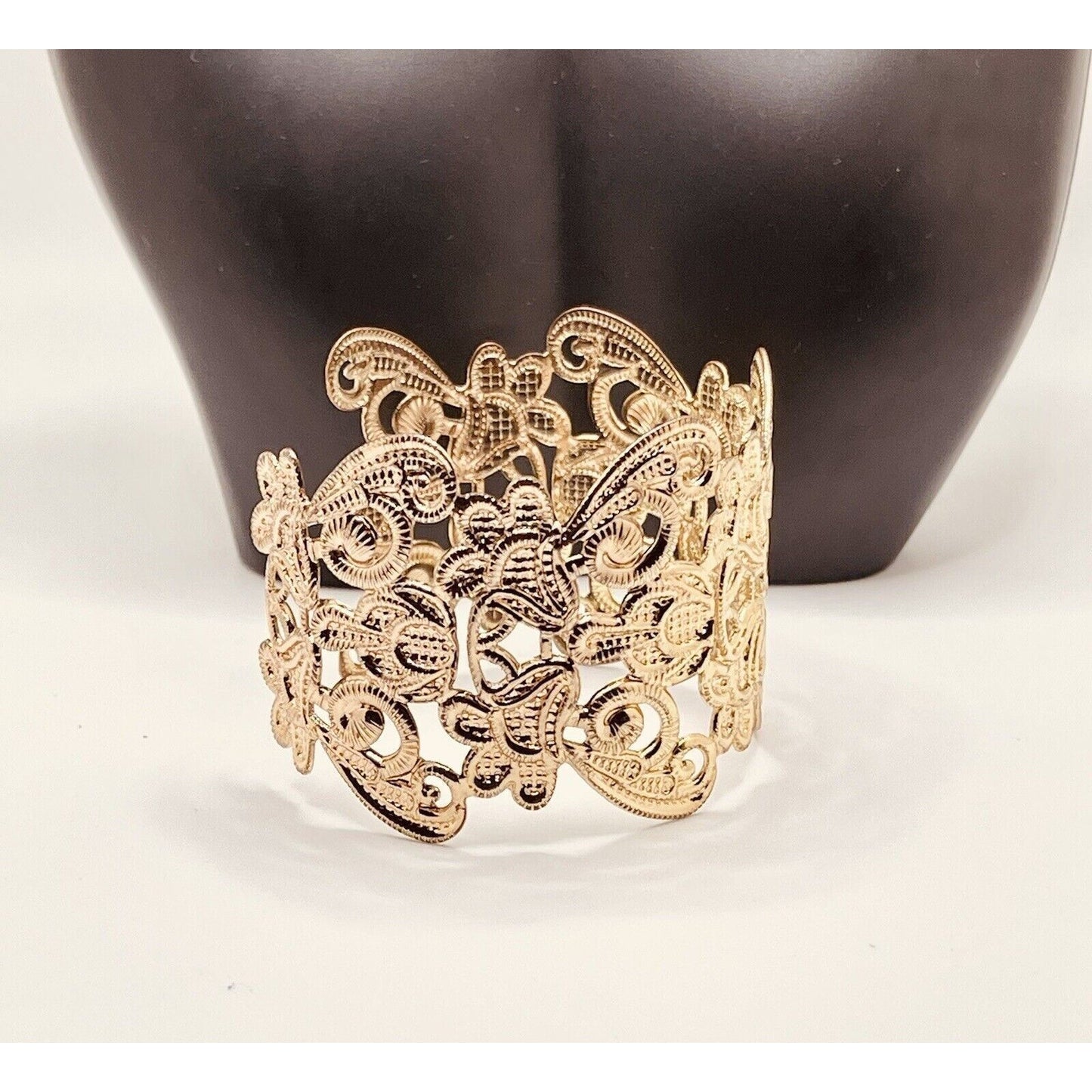 Lia Sophia Hollow Out Open Scroll Adjustable Cuff Gold-tone Bracelet GORGEOUS